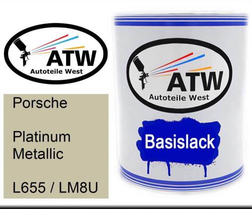 Porsche, Platinum Metallic, L655 / LM8U: 1L Lackdose, von ATW Autoteile West.